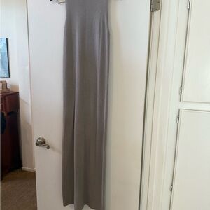 Freshman Ribbed Knit maxi Sweater dress in Gray